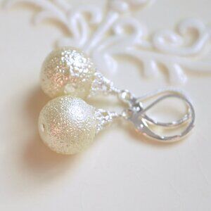 Ivory Christmas Ornament Earrings in Silver - Hand Made in Canada